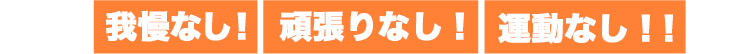 我慢なし！頑張りなし！運動なし！